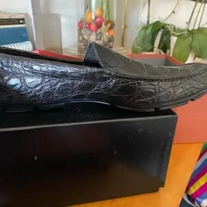Beautiful genuine Alligator Prada loafers!! $3200 Prada Genuine Crocodile Alligator Shoes Loafers Black  main image 3